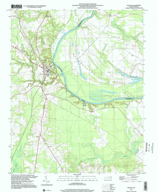 Classic USGS Halifax North Carolina 7.5'x7.5' Topo Map Image