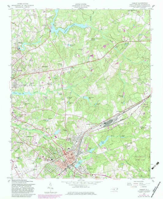 Classic USGS Hamlet North Carolina 7.5'x7.5' Topo Map Image