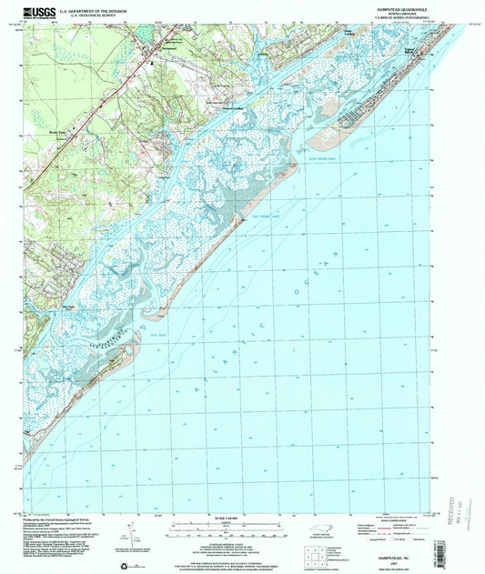 Classic USGS Hampstead North Carolina 7.5'x7.5' Topo Map Image