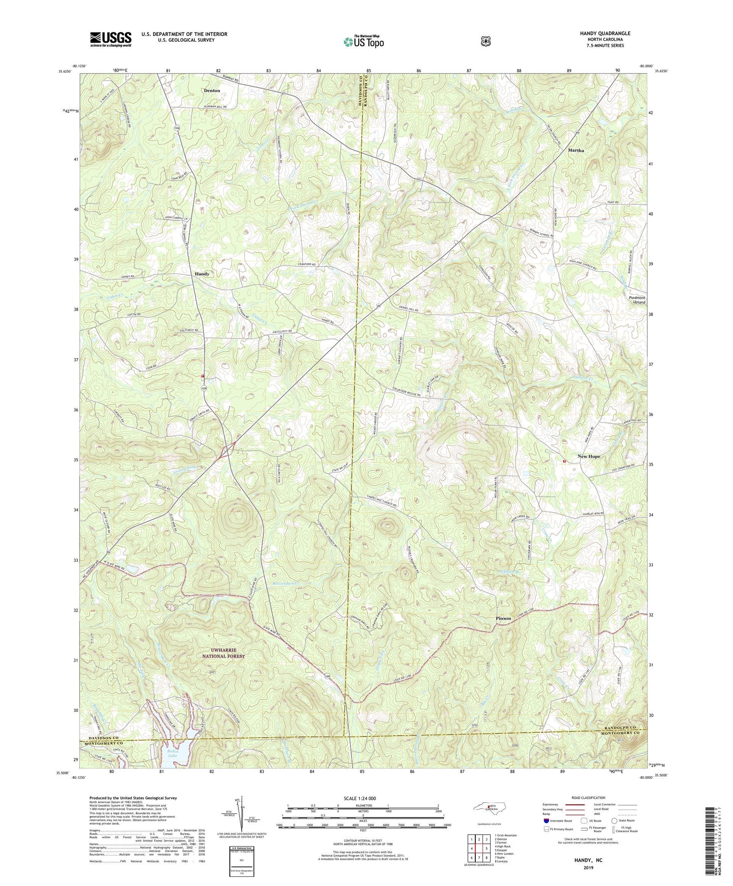 Handy North Carolina US Topo Map Image