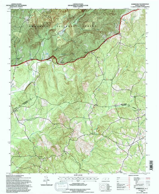 Classic USGS Harrisville North Carolina 7.5'x7.5' Topo Map Image