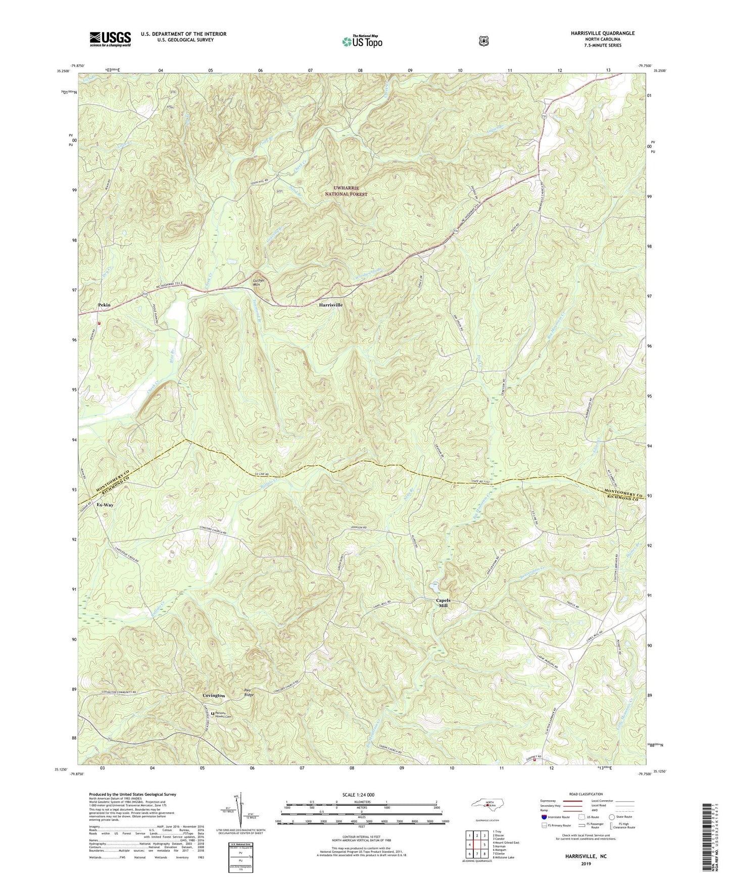 Harrisville North Carolina US Topo Map Image