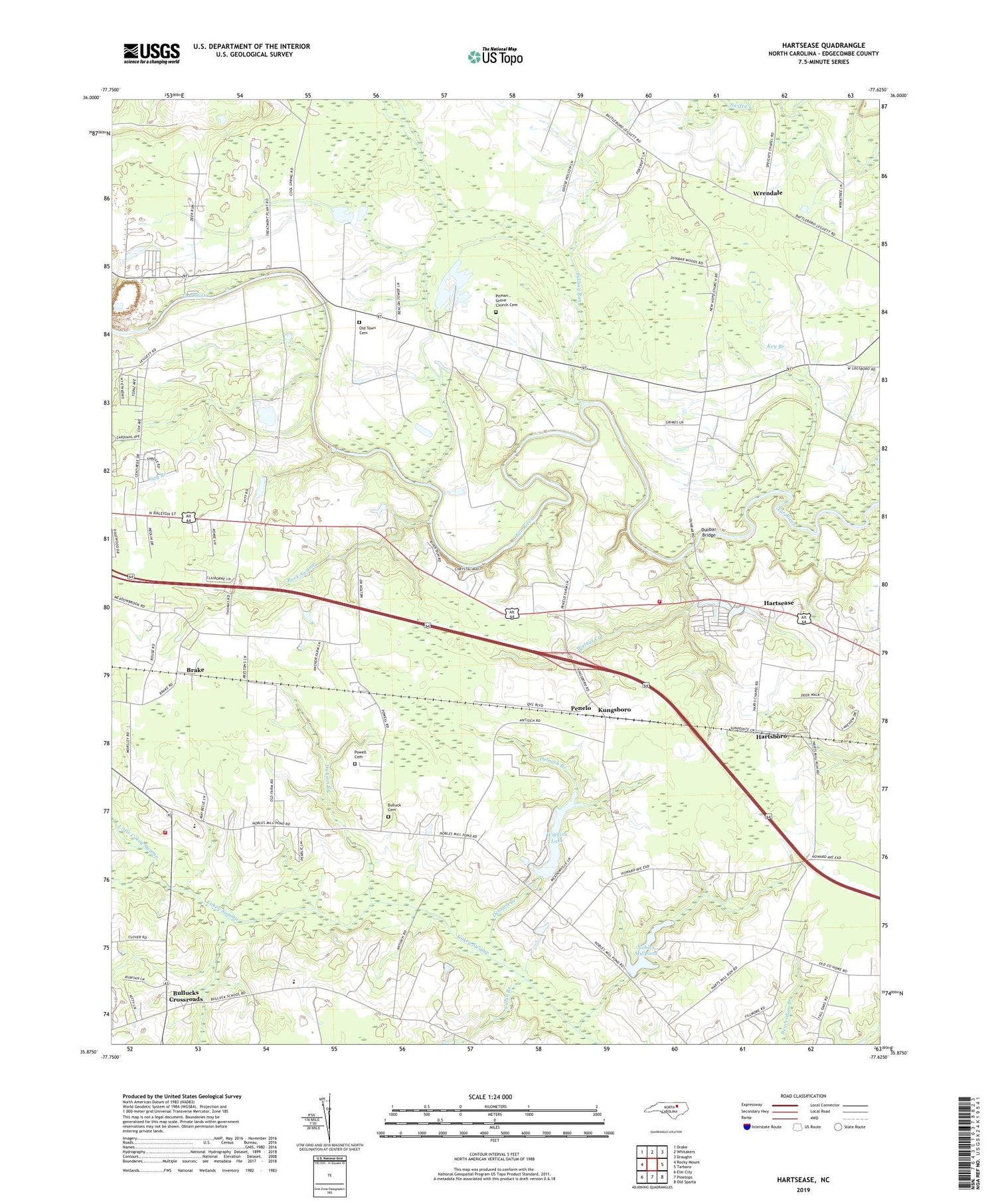 Hartsease North Carolina US Topo Map Image