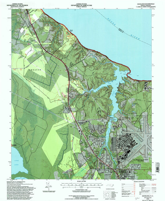 Classic USGS Havelock North Carolina 7.5'x7.5' Topo Map Image