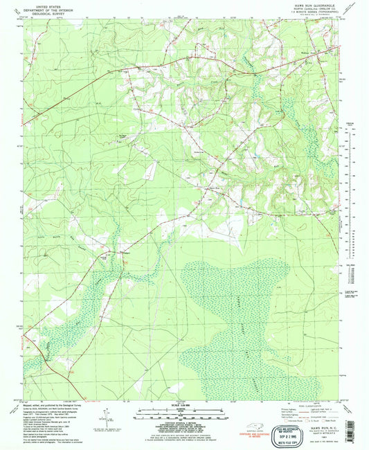 Classic USGS Haws Run North Carolina 7.5'x7.5' Topo Map Image