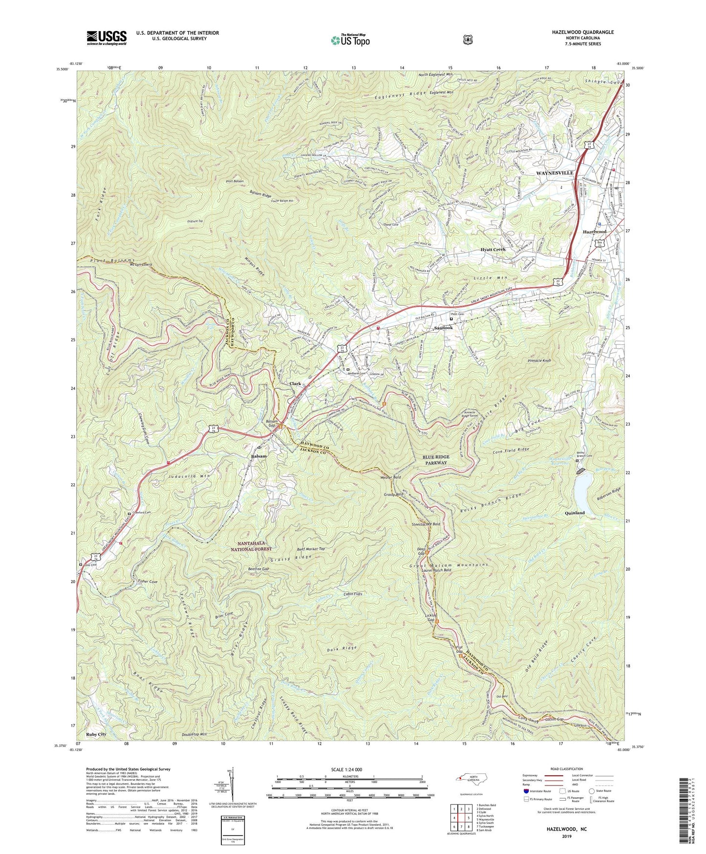 Hazelwood North Carolina US Topo Map Image