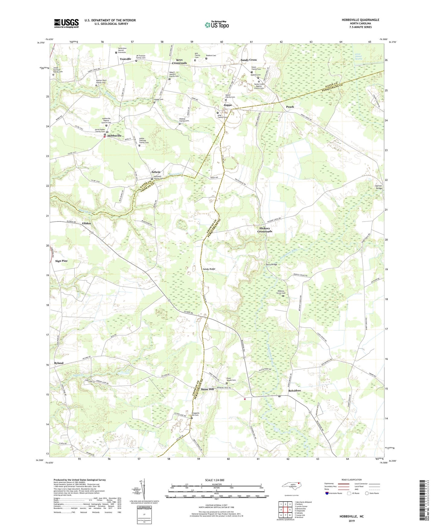 Hobbsville North Carolina US Topo Map Image