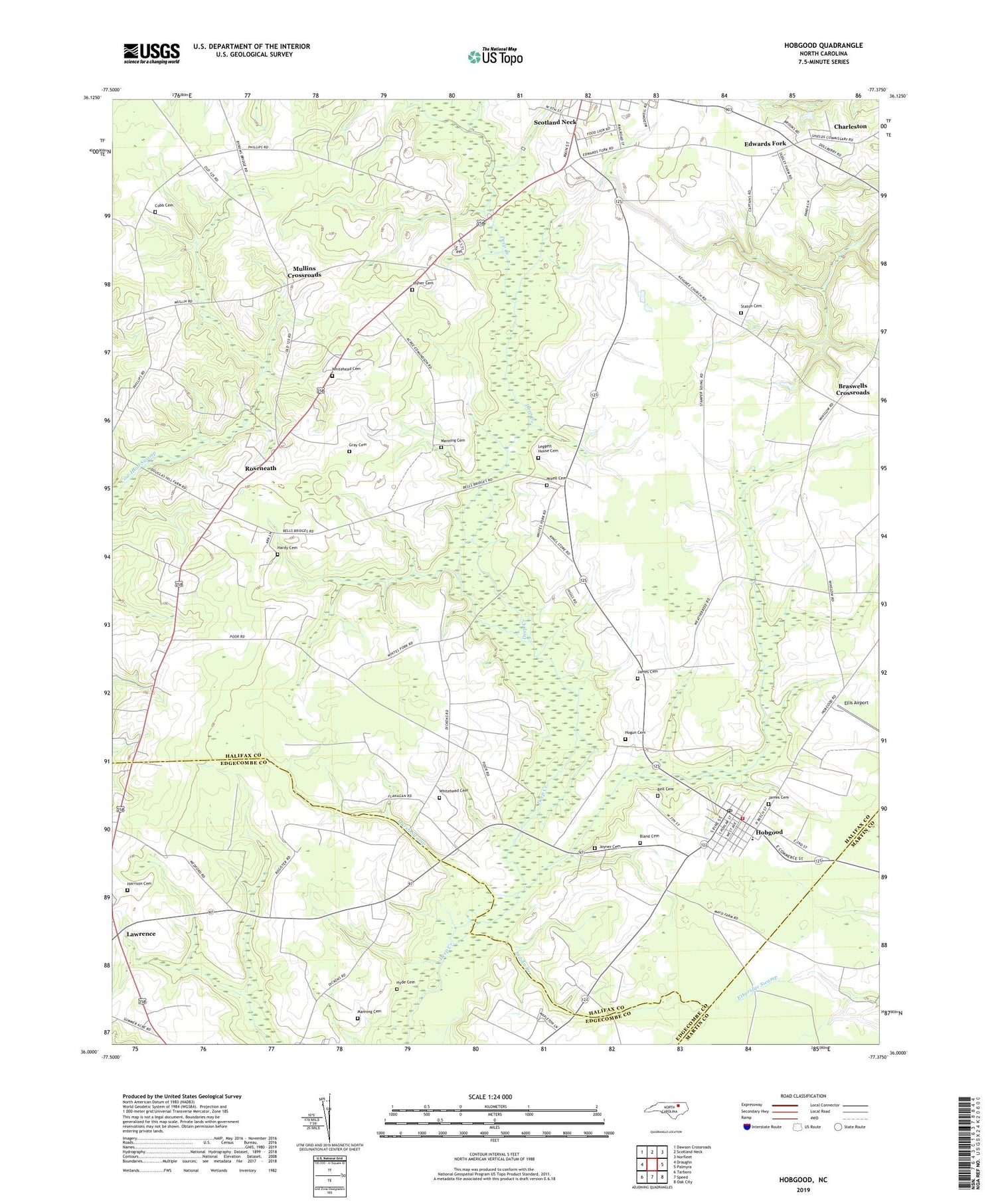 Hobgood North Carolina US Topo Map Image