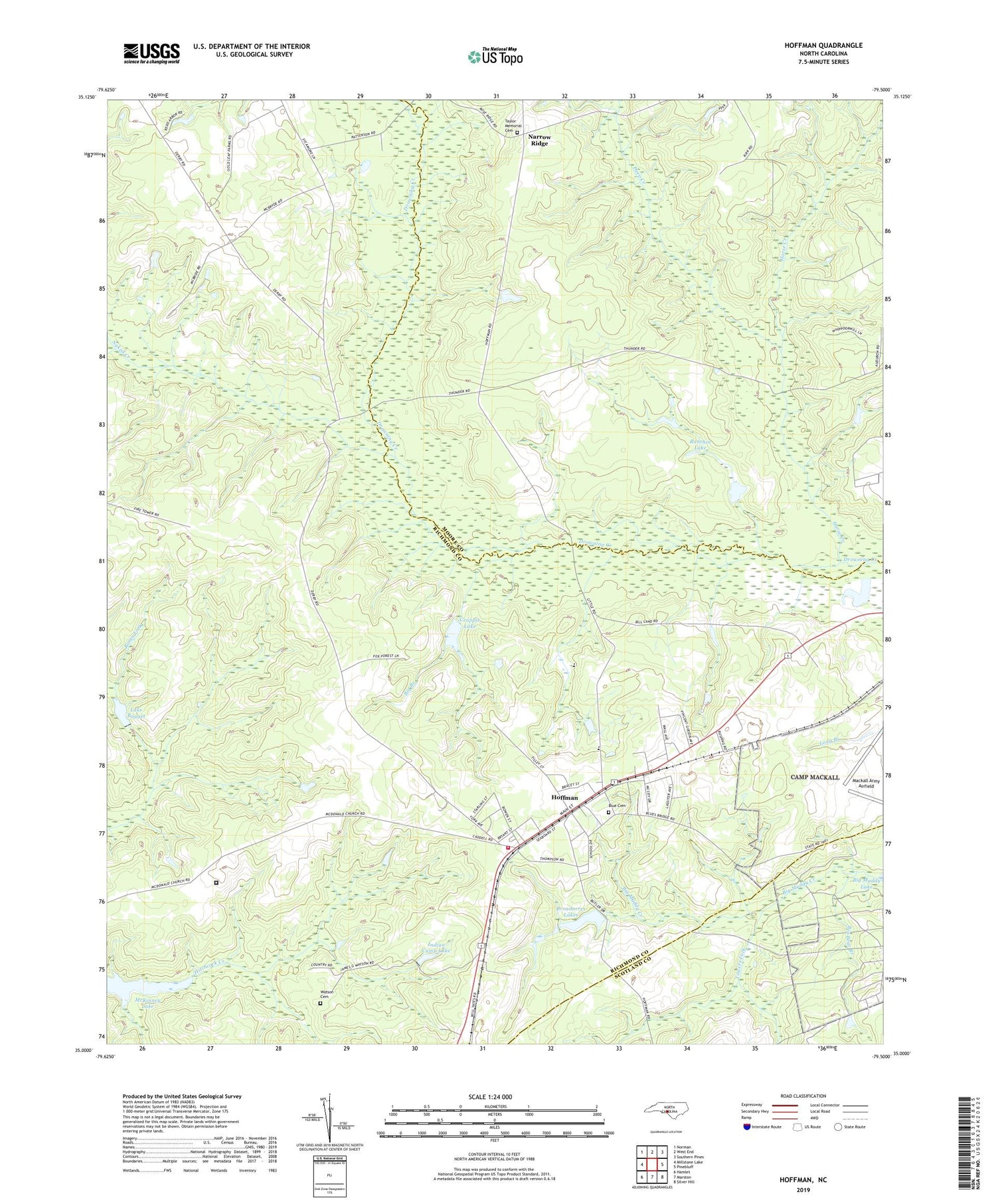Hoffman North Carolina US Topo Map Image