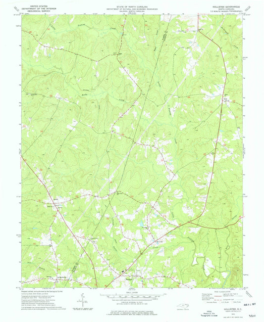 Classic USGS Hollister North Carolina 7.5'x7.5' Topo Map Image