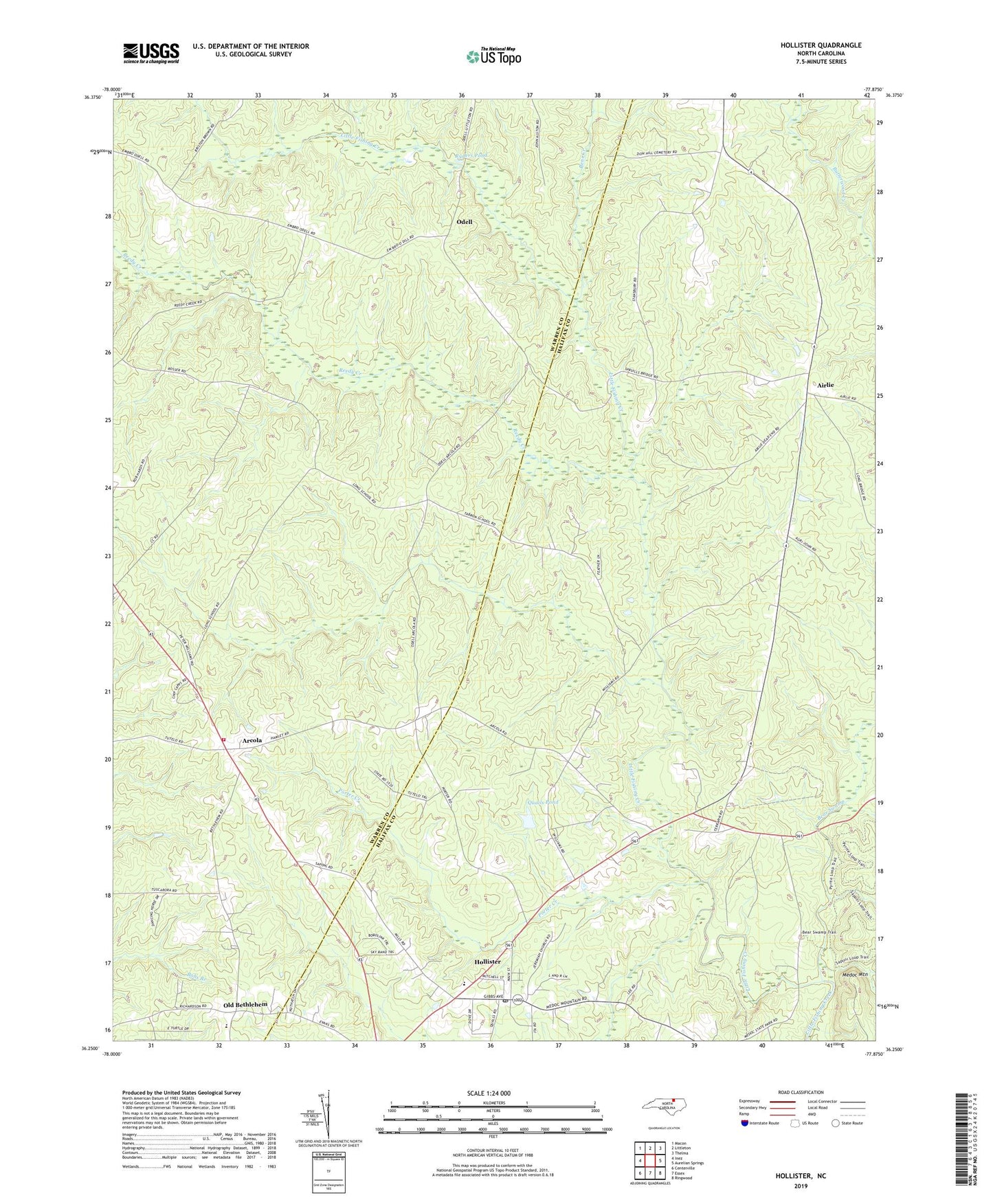 Hollister North Carolina US Topo Map Image