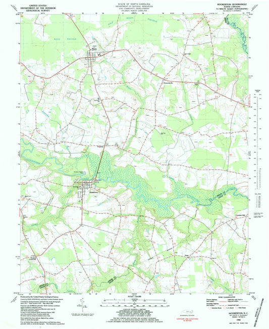 Classic USGS Hookerton North Carolina 7.5'x7.5' Topo Map Image