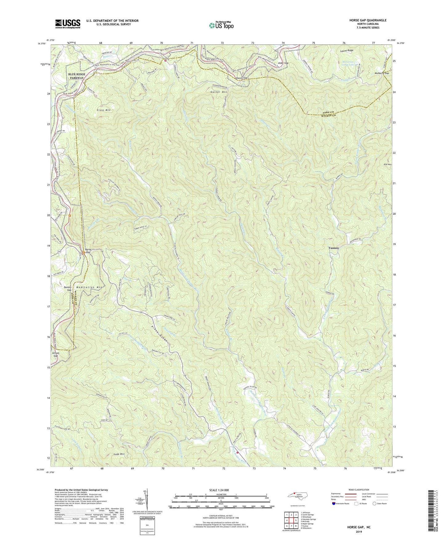 Horse Gap North Carolina US Topo Map Image