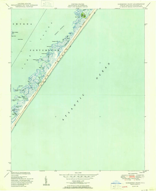 Classic USGS Horsepen Point North Carolina 7.5'x7.5' Topo Map Image