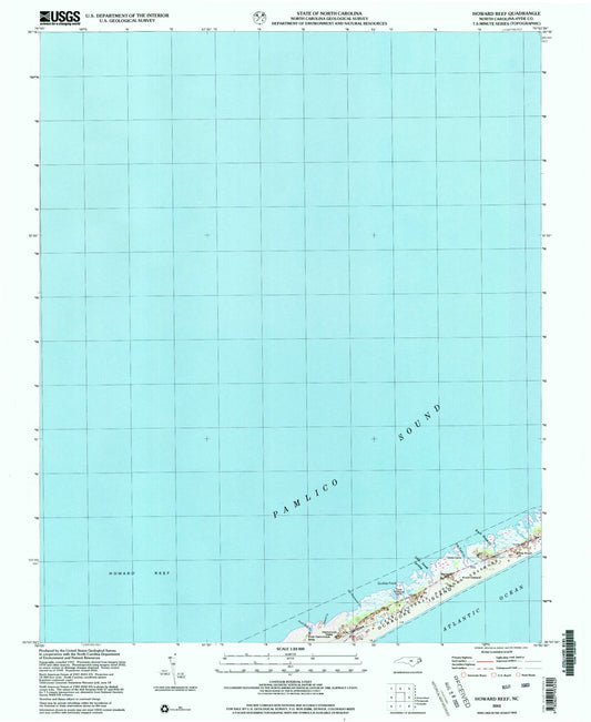 Classic USGS Howard Reef North Carolina 7.5'x7.5' Topo Map Image