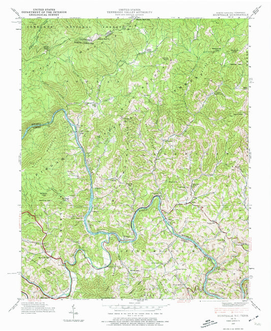 Classic USGS Huntdale North Carolina 7.5'x7.5' Topo Map Image