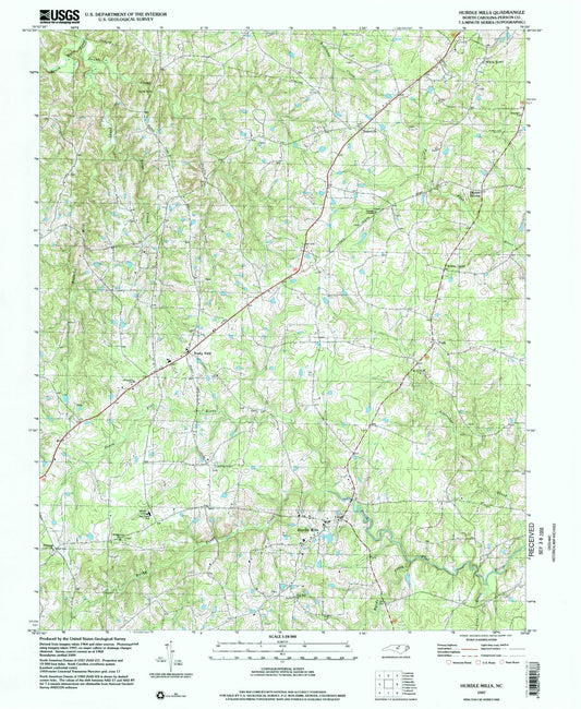 Classic USGS Hurdle Mills North Carolina 7.5'x7.5' Topo Map Image