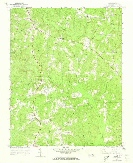 Classic USGS Inez North Carolina 7.5'x7.5' Topo Map Image