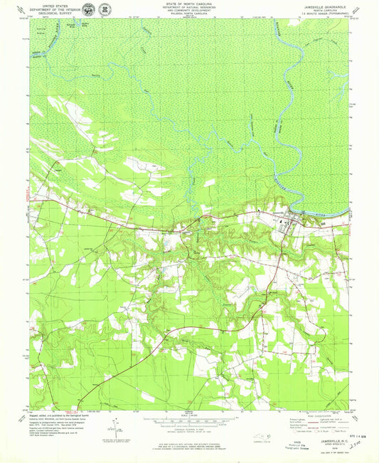 Classic USGS Jamesville North Carolina 7.5'x7.5' Topo Map Image