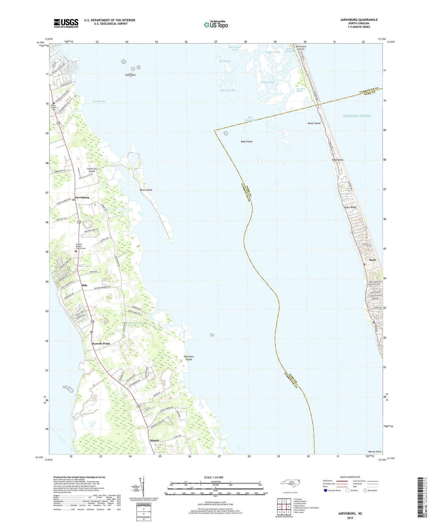 Jarvisburg North Carolina US Topo Map Image