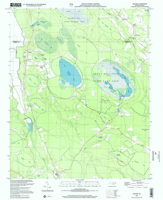 Classic USGS Jerome North Carolina 7.5'x7.5' Topo Map Image