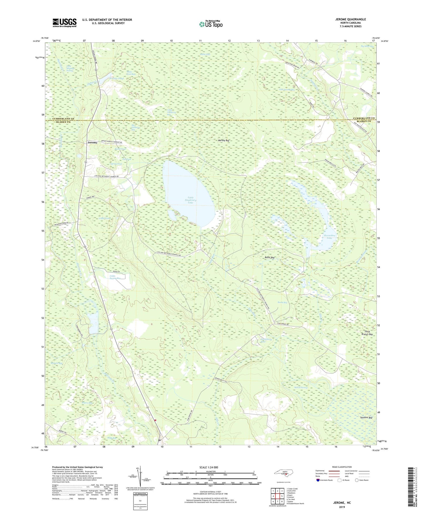 Jerome North Carolina US Topo Map Image