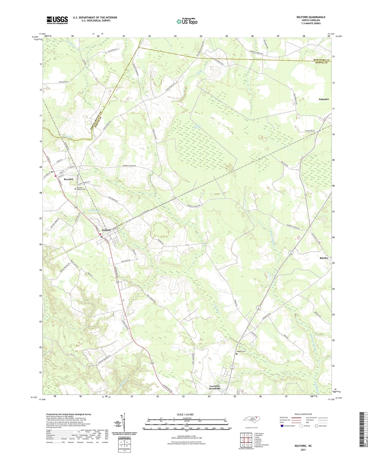 Kelford North Carolina US Topo Map Image