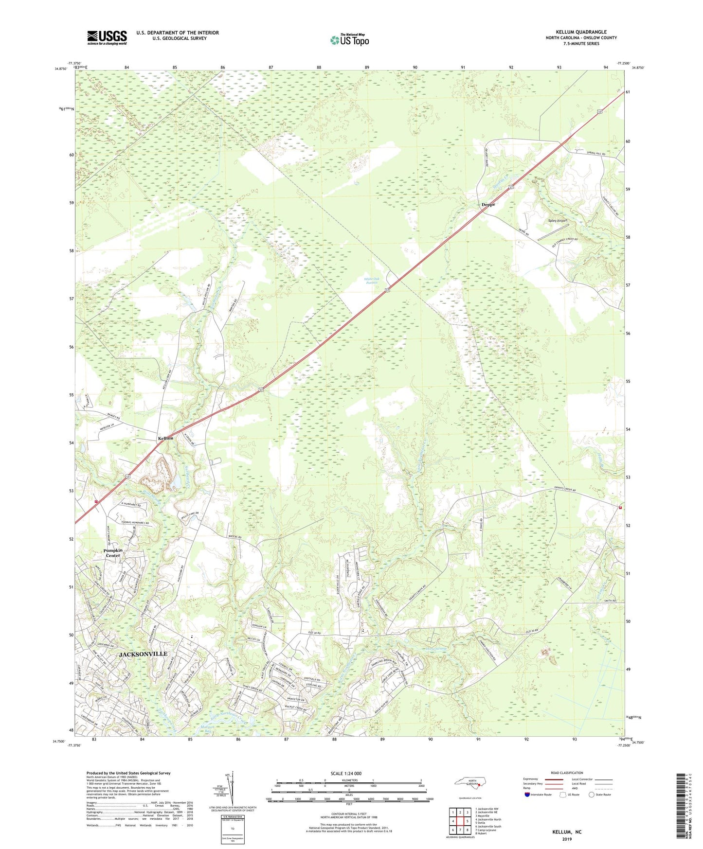 Kellum North Carolina US Topo Map Image