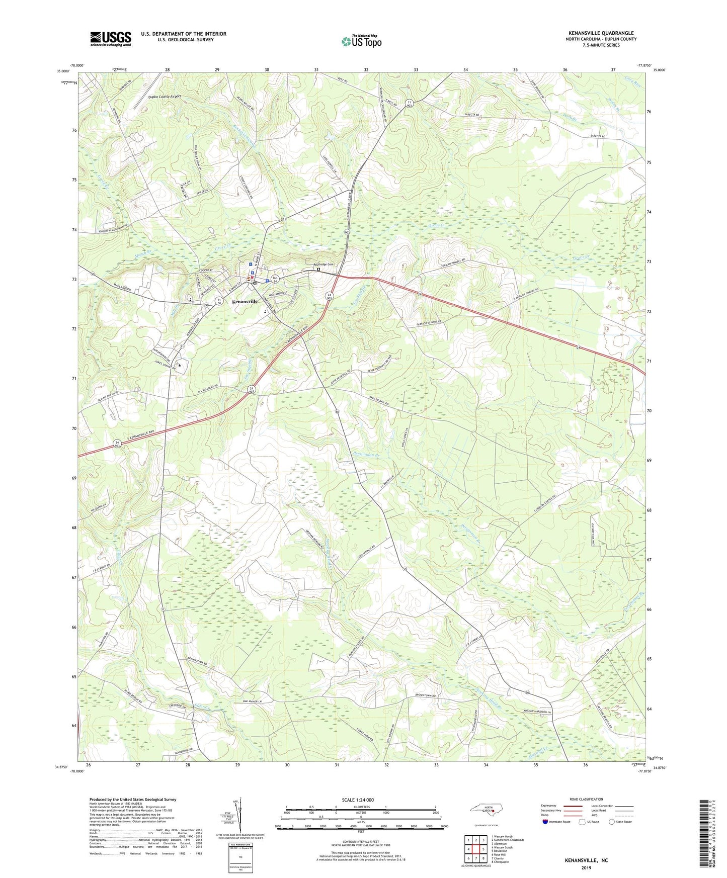Kenansville North Carolina US Topo Map Image