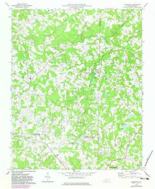 Classic USGS Kimesville North Carolina 7.5'x7.5' Topo Map Image