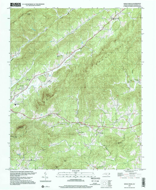 Classic USGS Kings Creek North Carolina 7.5'x7.5' Topo Map Image
