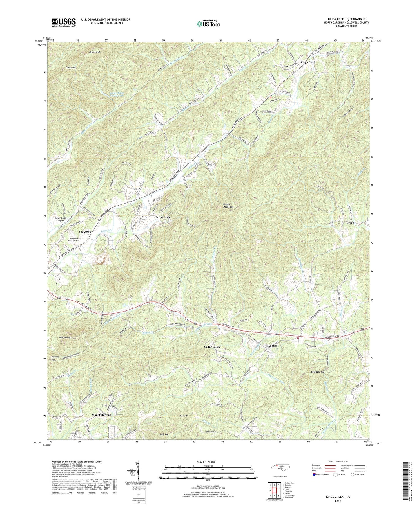 Kings Creek North Carolina US Topo Map Image