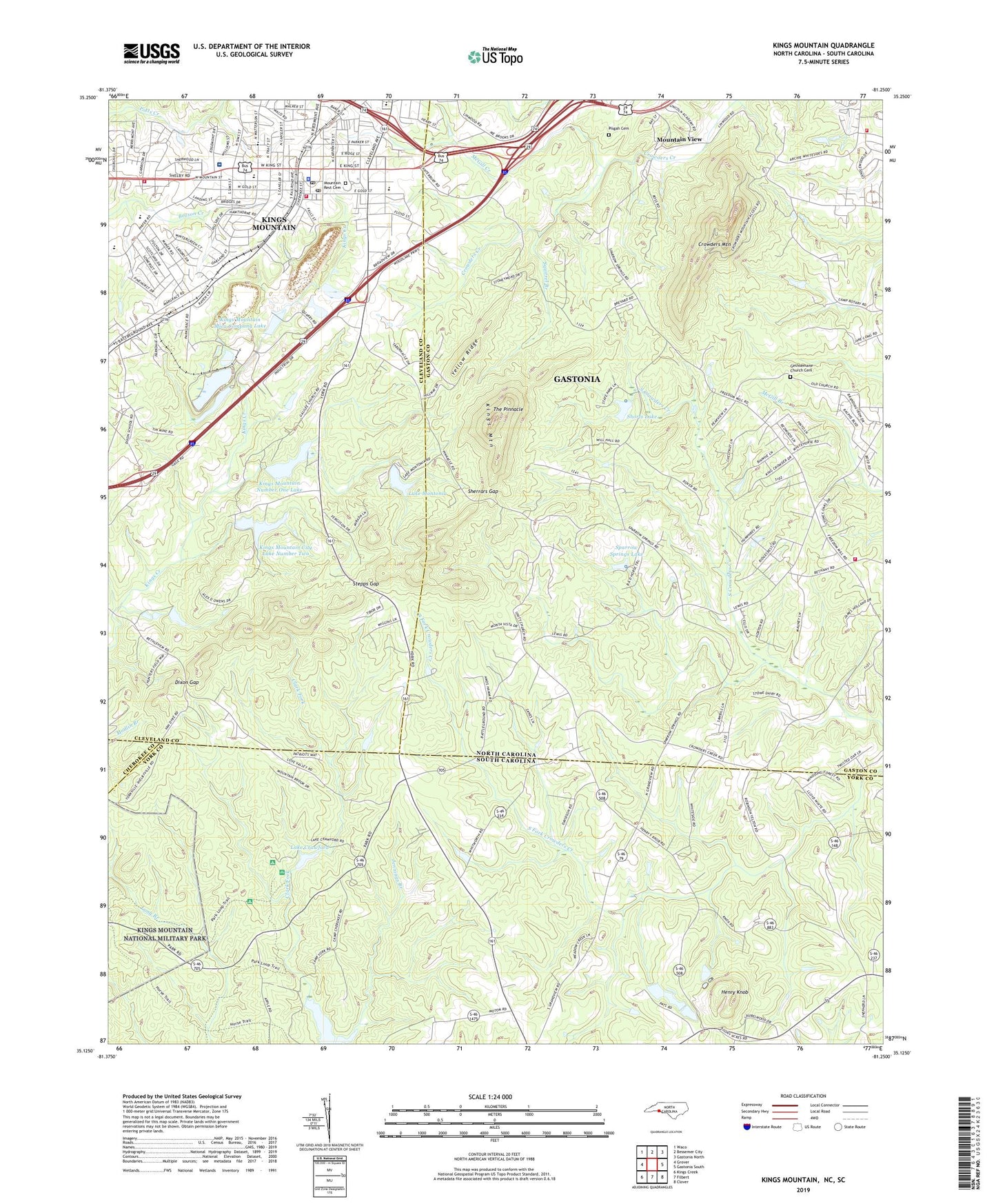 Kings Mountain North Carolina US Topo Map Image