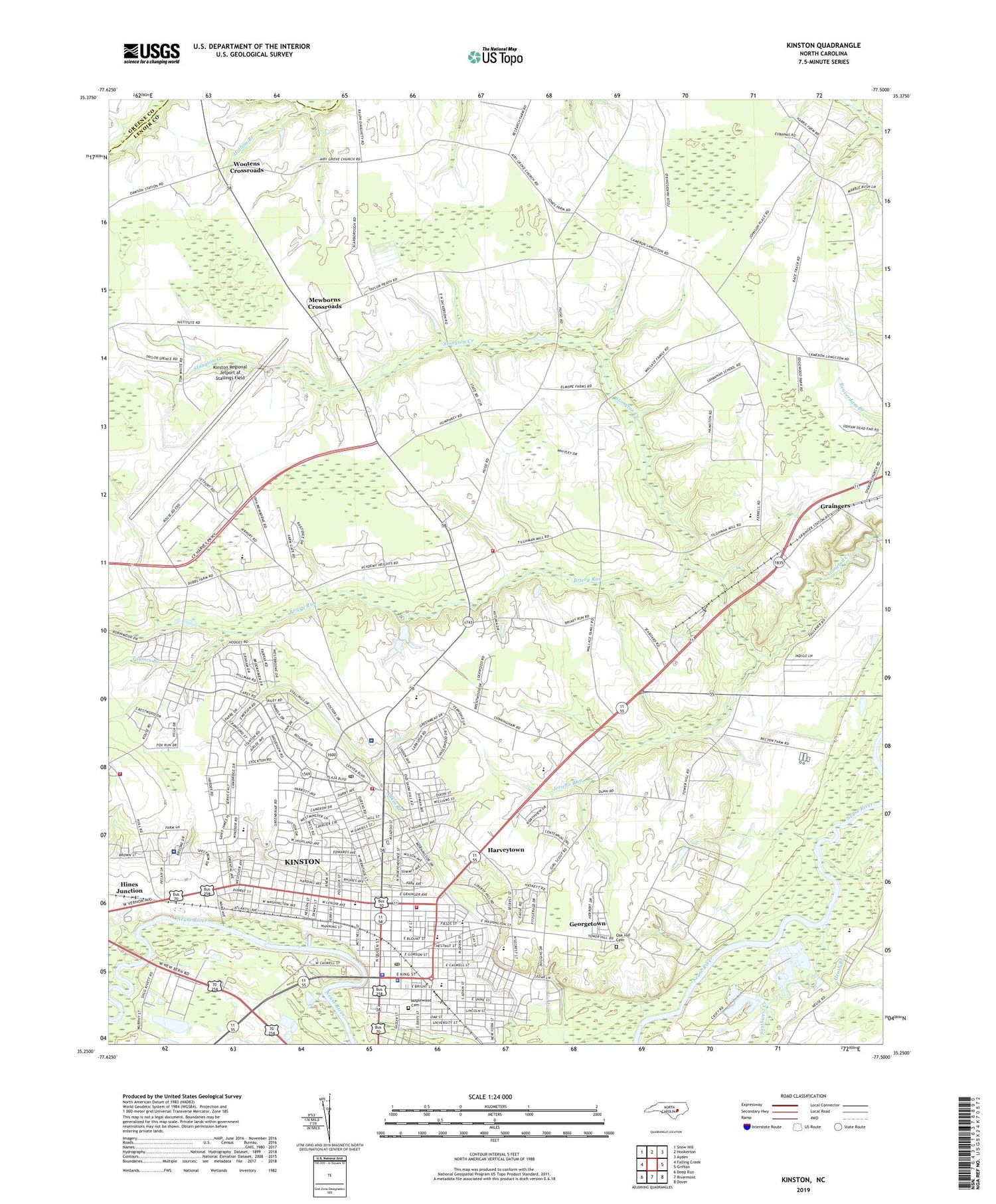 Kinston North Carolina US Topo Map Image