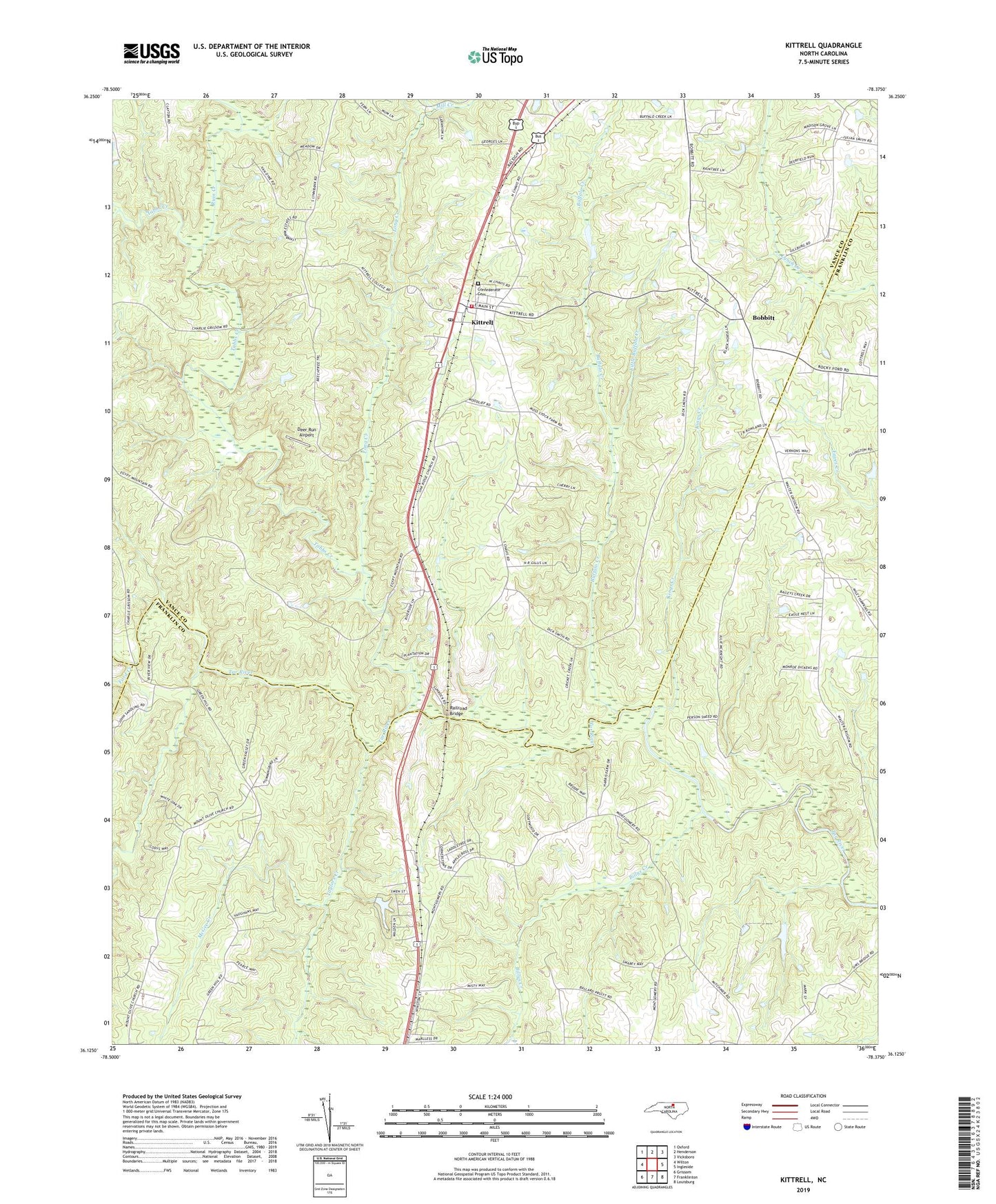 Kittrell North Carolina US Topo Map Image