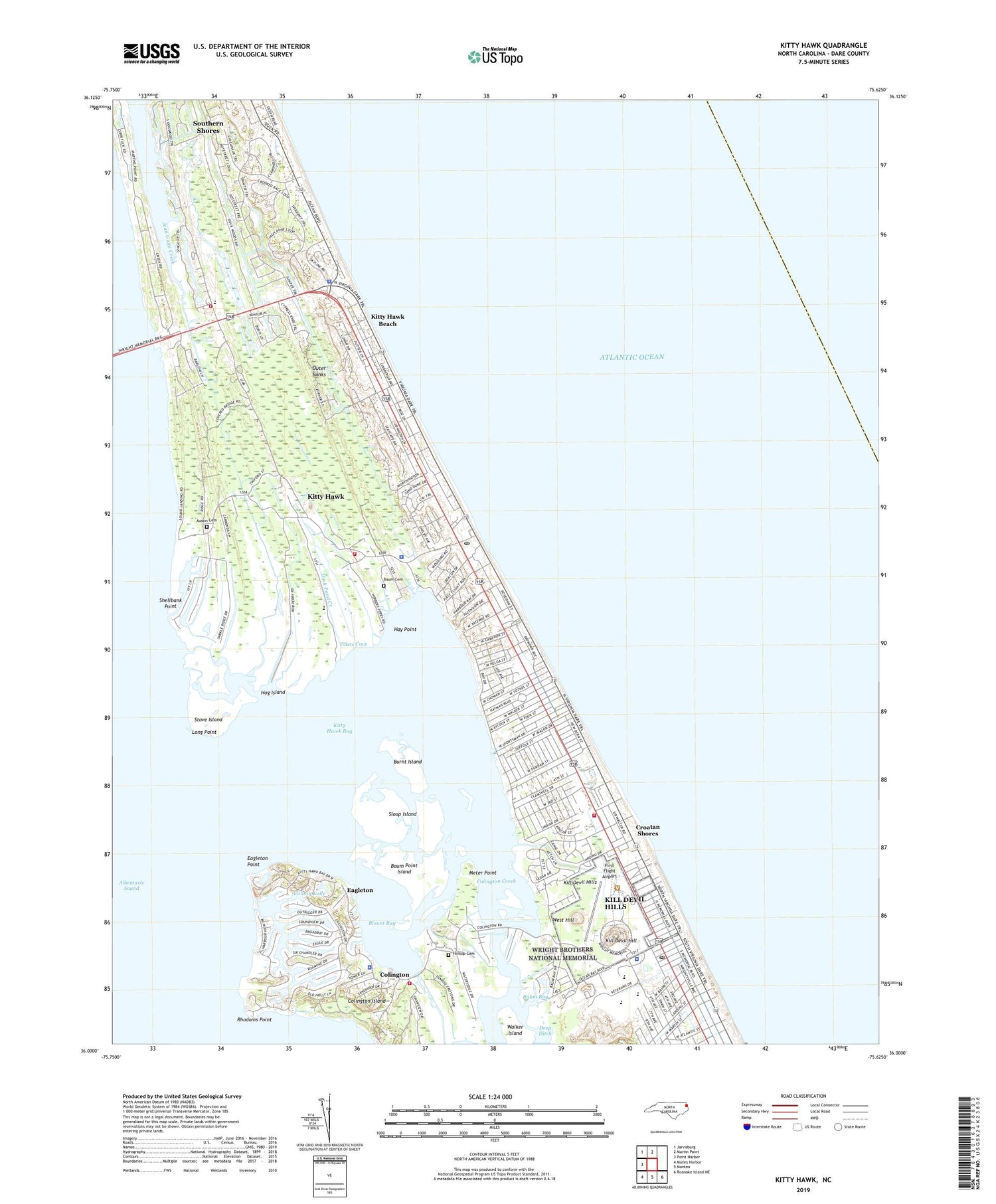 Kitty Hawk North Carolina US Topo Map Image