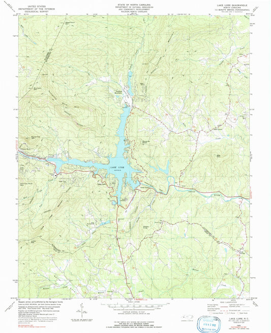 Classic USGS Lake Lure North Carolina 7.5'x7.5' Topo Map Image