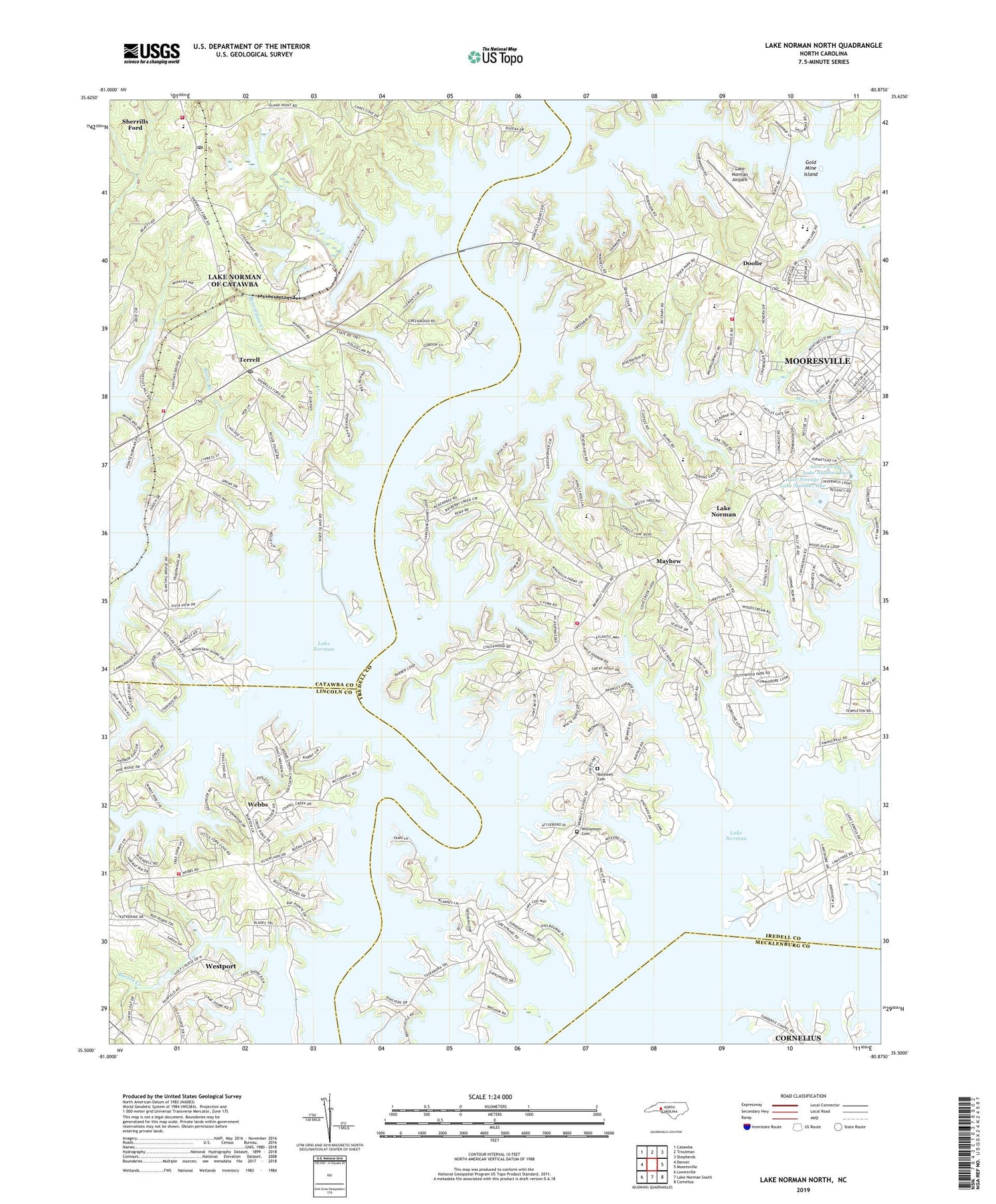 Lake Norman North North Carolina US Topo Map Image