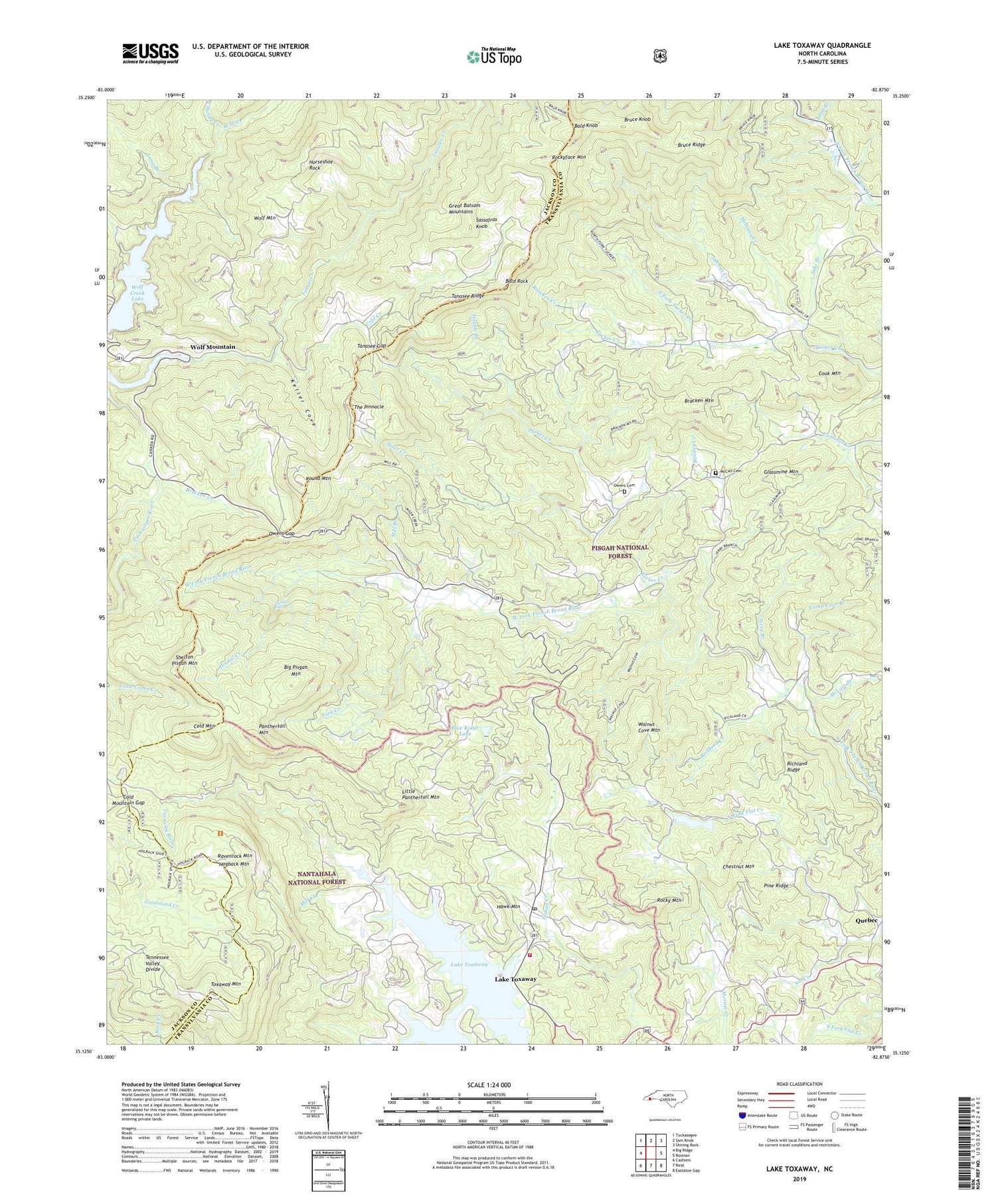 Lake Toxaway North Carolina US Topo Map Image