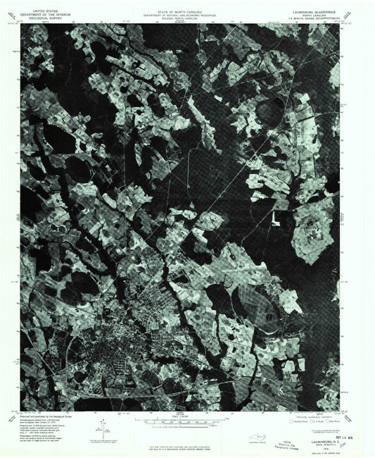 Classic USGS Laurinburg North Carolina 7.5'x7.5' Topo Map Image