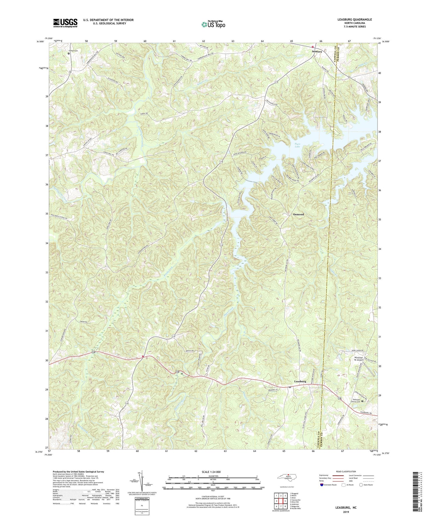 Leasburg North Carolina US Topo Map Image