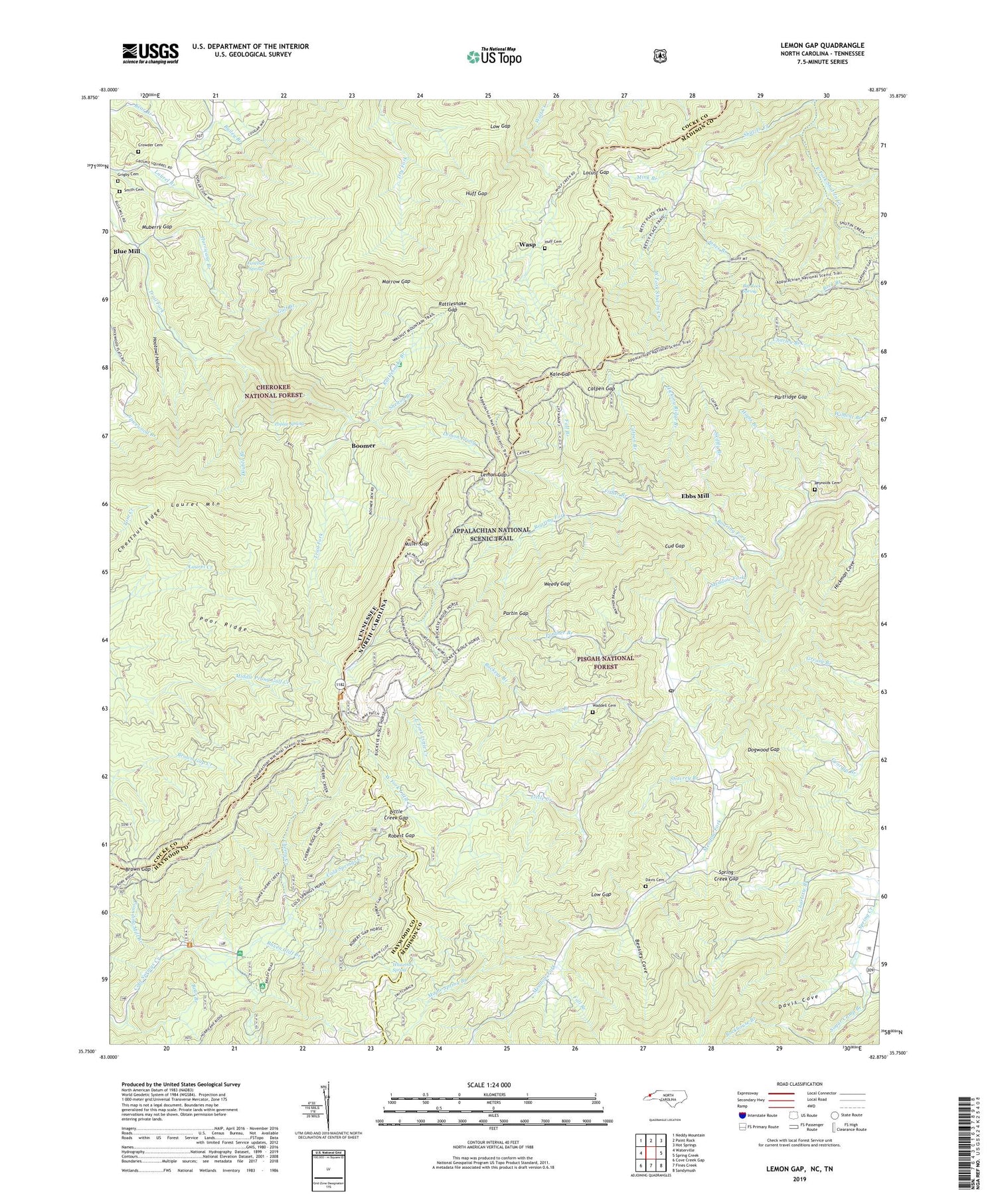 Lemon Gap North Carolina US Topo Map Image