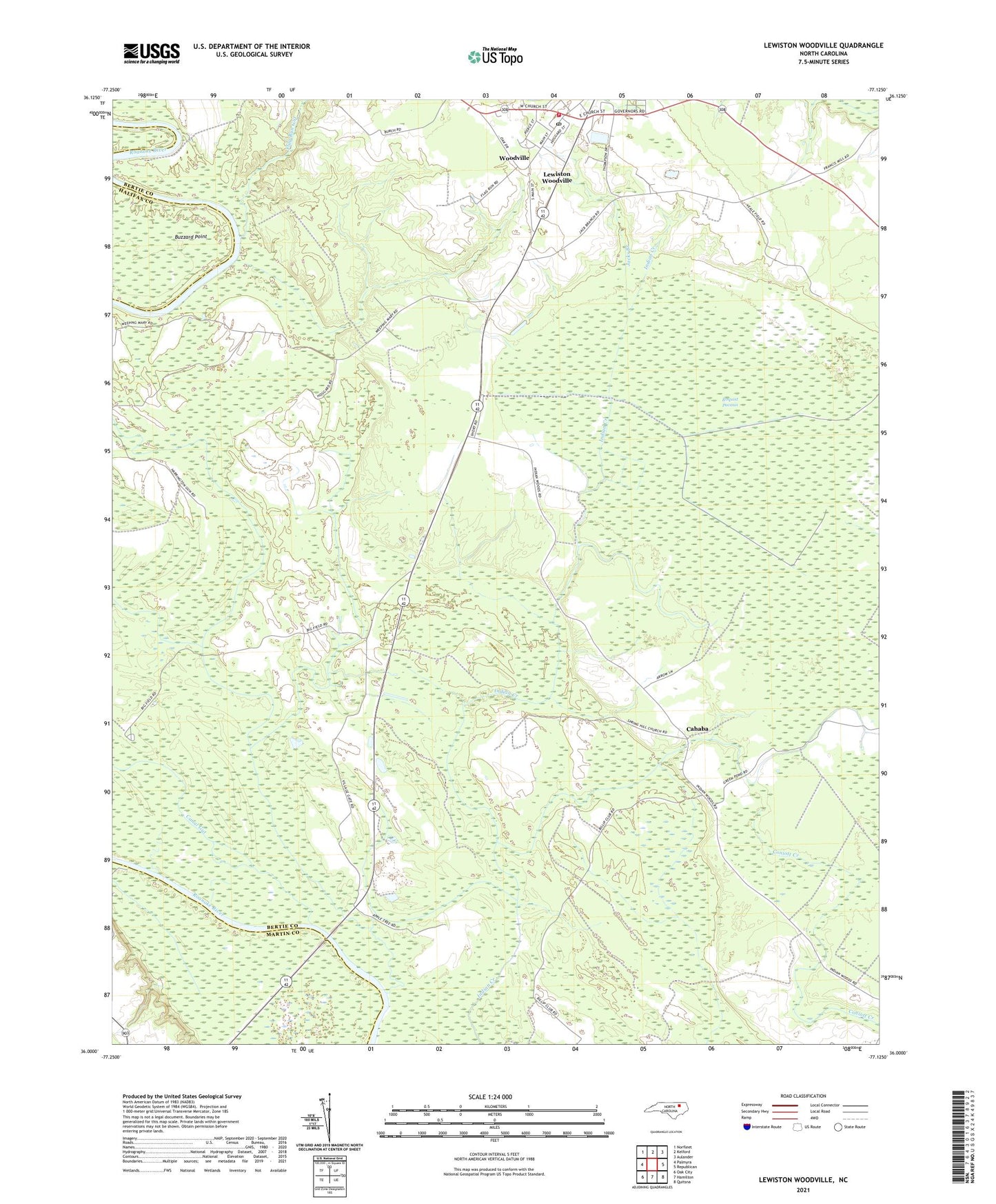 Lewiston Woodville North Carolina US Topo Map Image