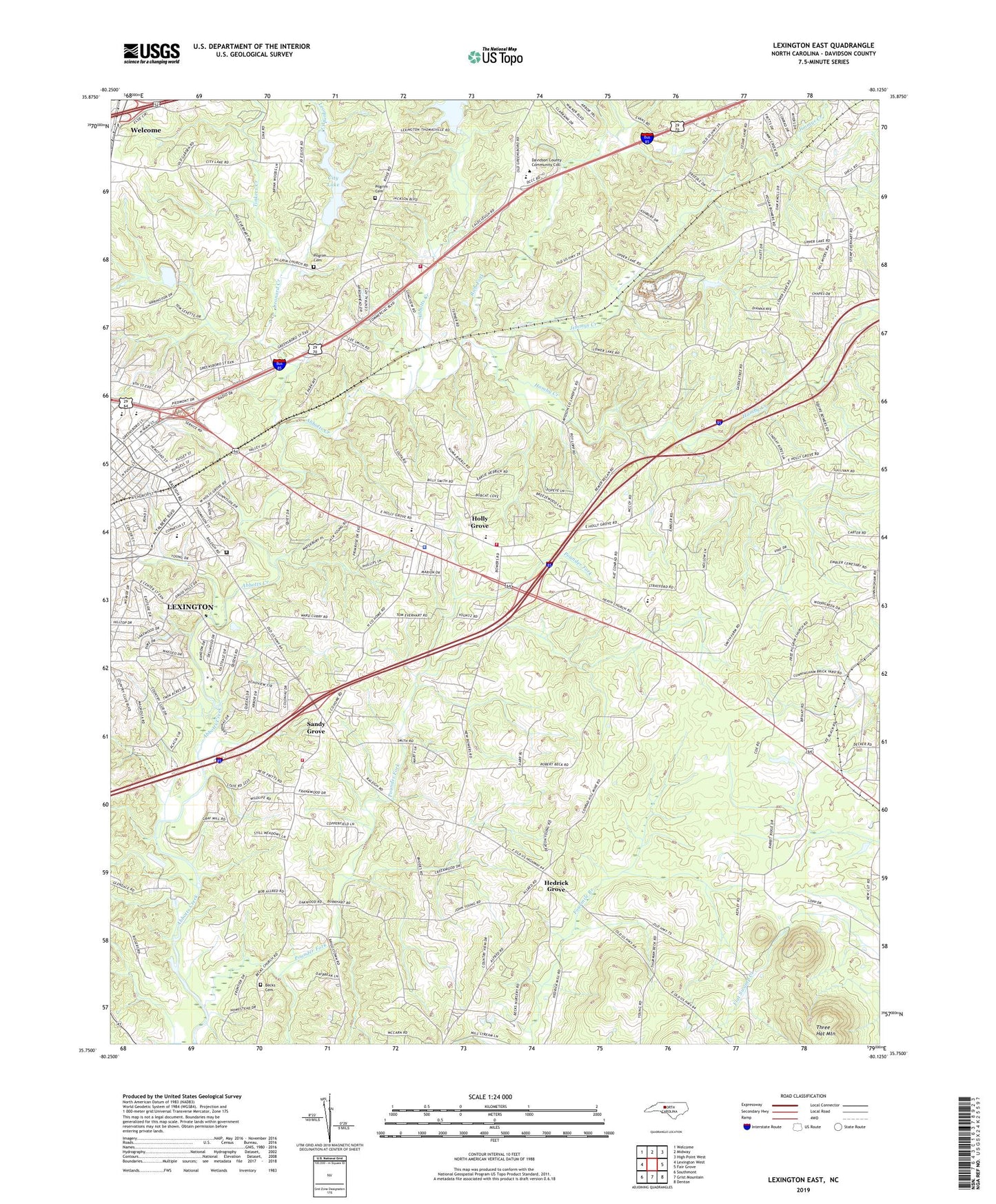 Lexington East North Carolina US Topo Map Image