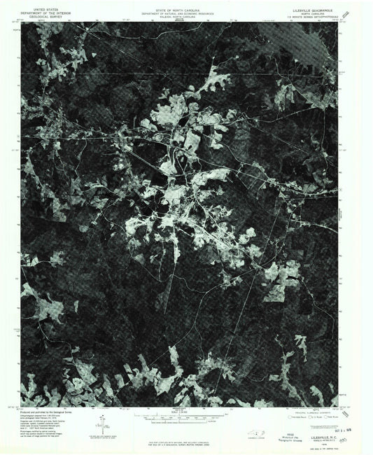 Classic USGS Lilesville North Carolina 7.5'x7.5' Topo Map Image
