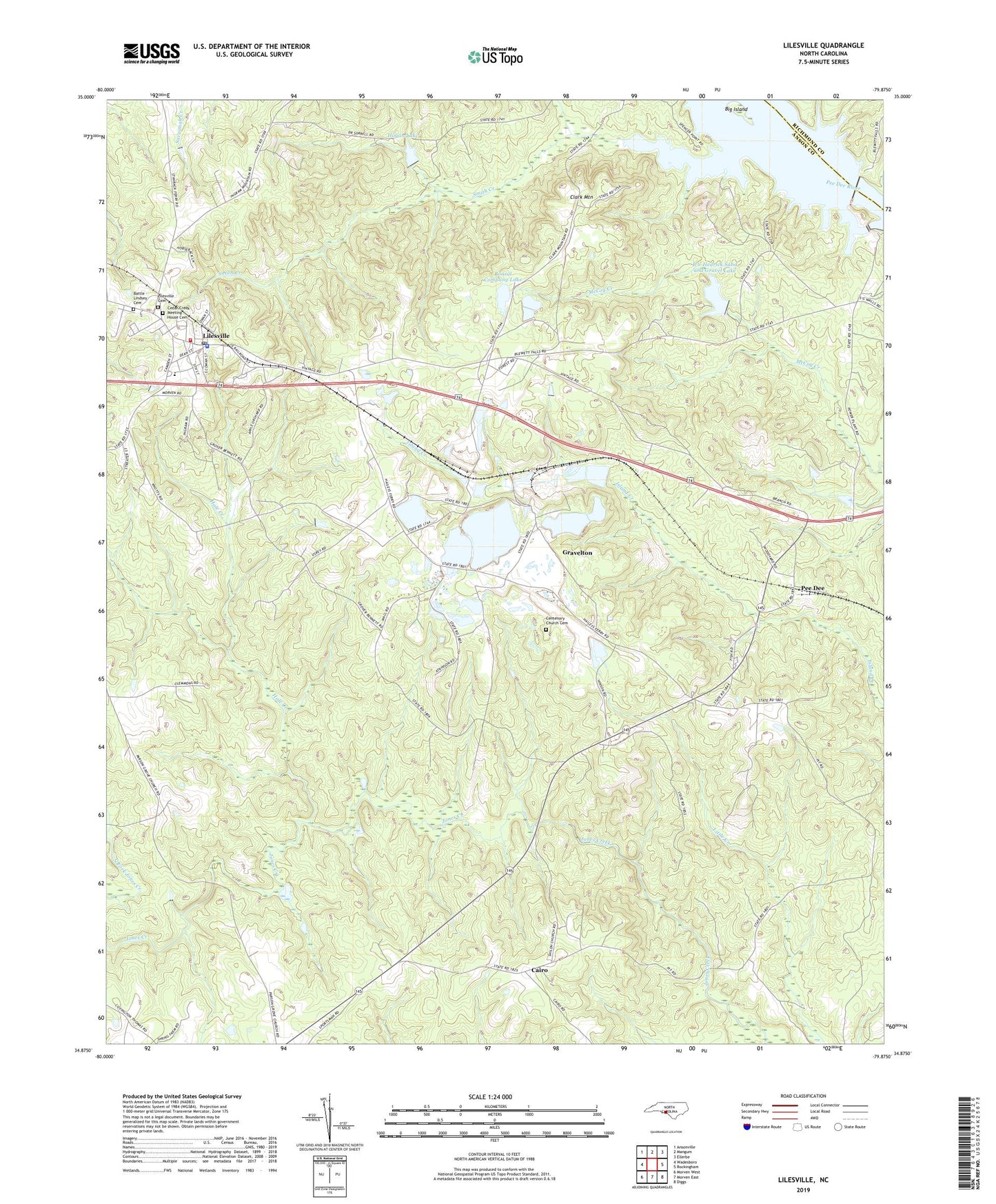Lilesville North Carolina US Topo Map Image