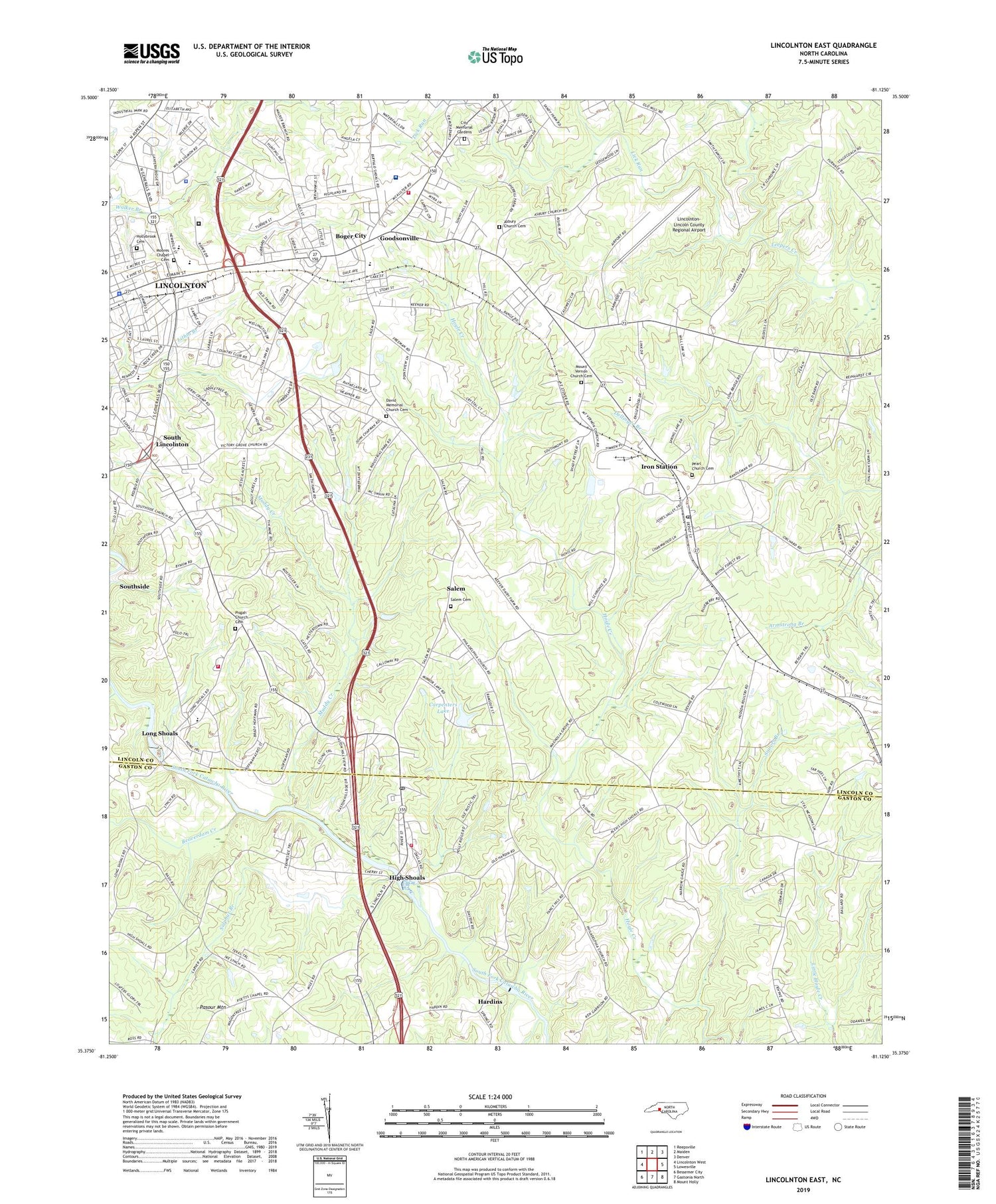 Lincolnton East North Carolina US Topo Map Image
