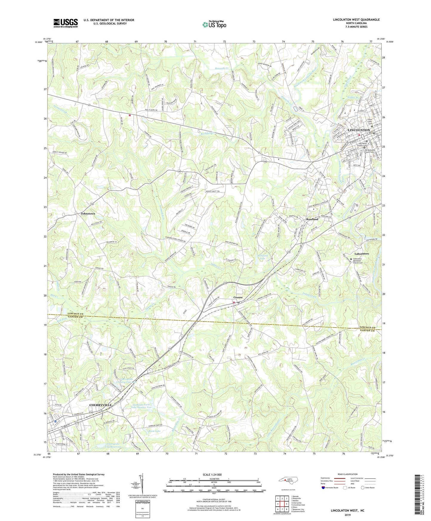 Lincolnton West North Carolina US Topo Map Image