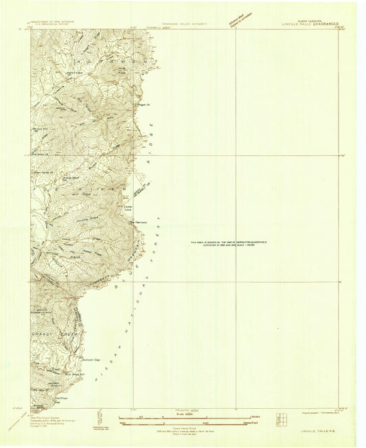 USGS Classic Linville Falls North Carolina 7.5'x7.5' Topo Map Image