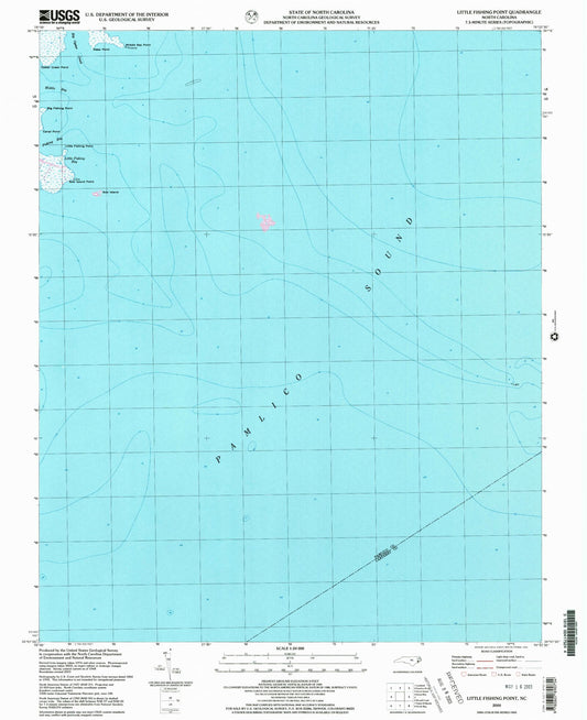 Classic USGS Little Fishing Point North Carolina 7.5'x7.5' Topo Map Image